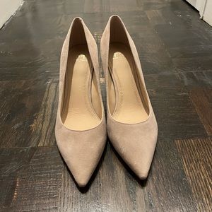 Marc Fisher Zala Block Heel Pump in Natural Suede
